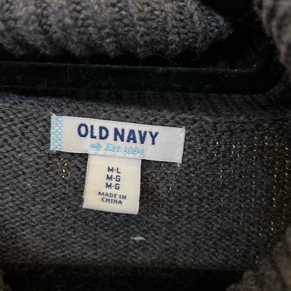 (Bin 9)  Old navy gray sleeveless poncho turtleneck with buttons, Size M/L - Picture 2 of 5